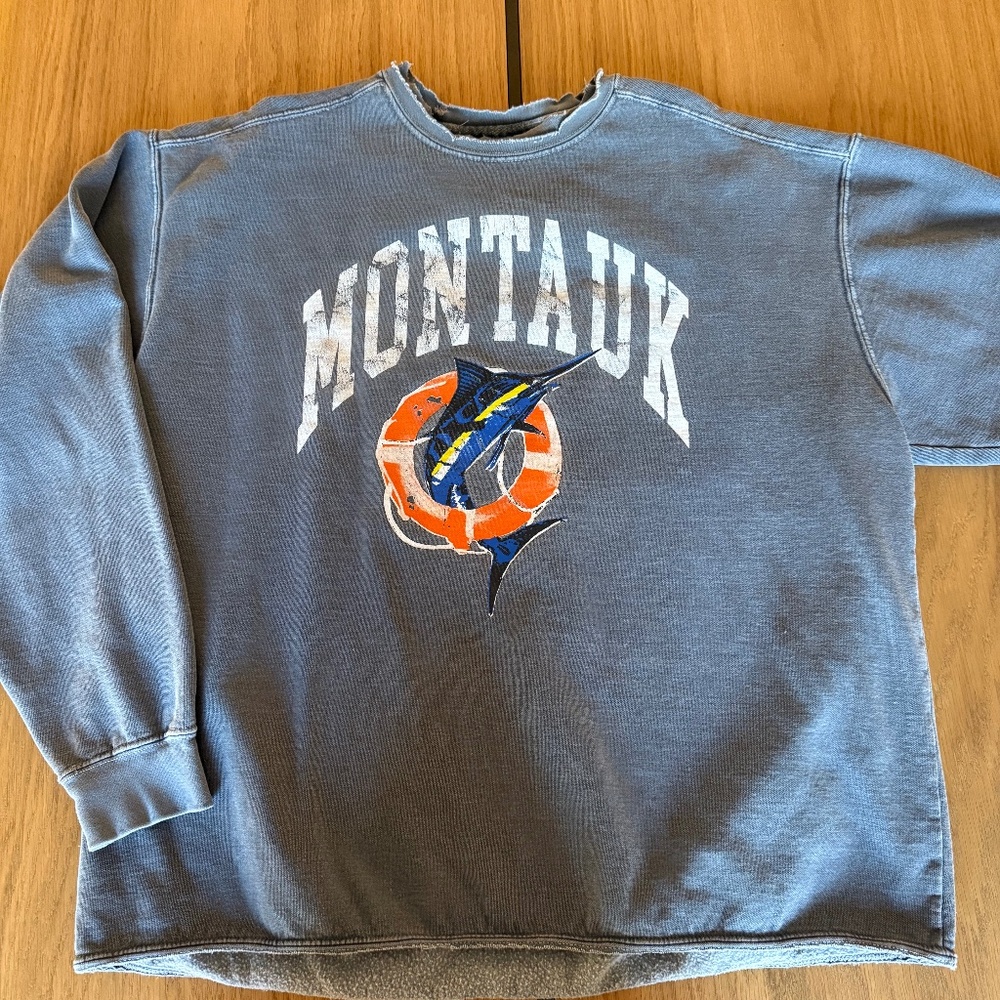 Firstport Oversized Unisex Crewneck Montauk Faded Blue, Size XL